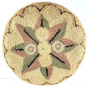 Vintage Antique Footstool Stool Floral Needlepoint Tapestry Wood 4-Legged Gift